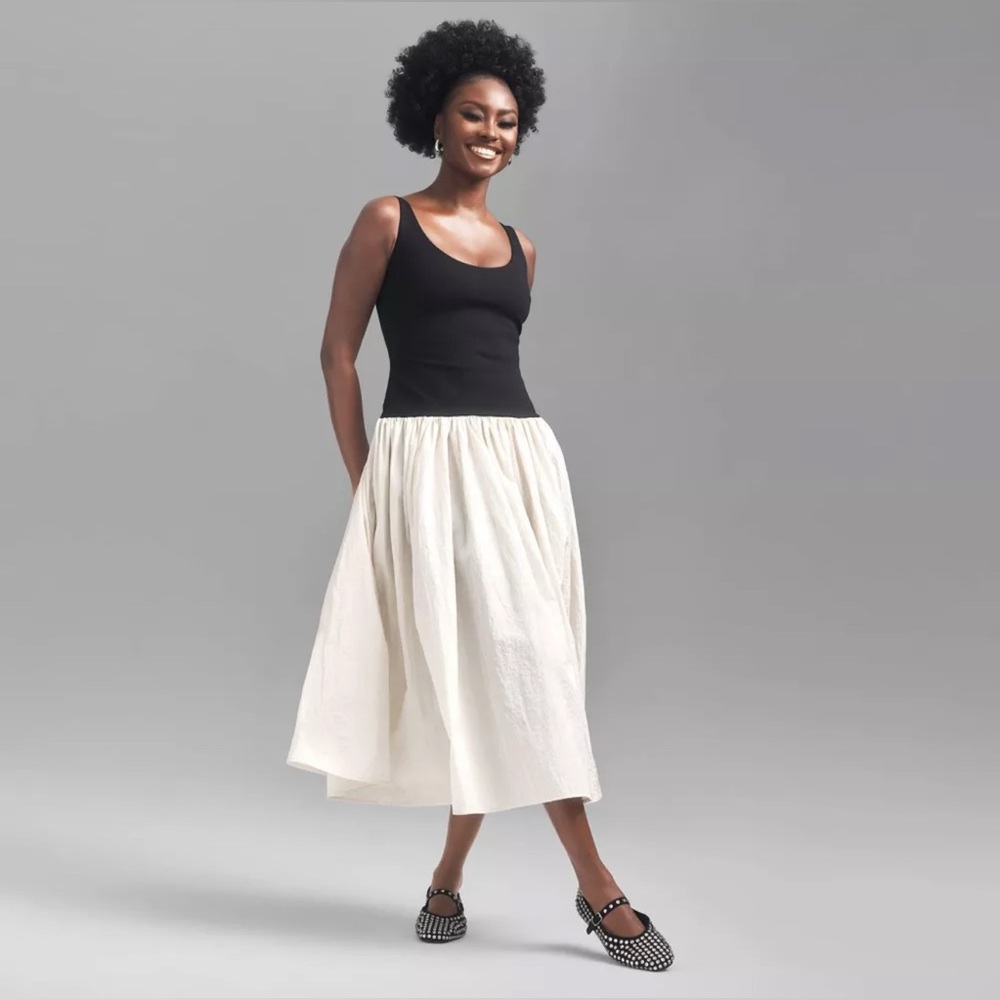 Future Collective Elegant Cream Midi Skirt